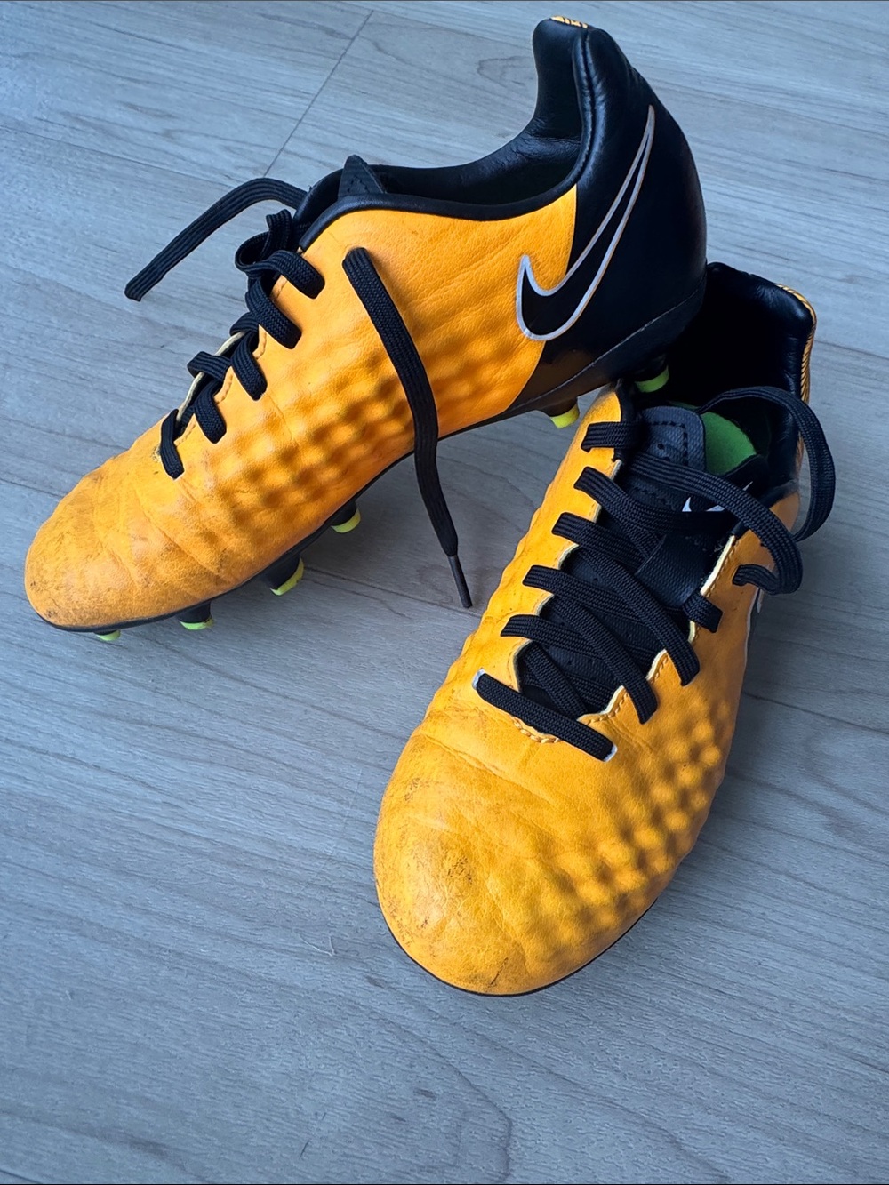 Nike Orange and Black Soccer Cleats with Studded Outsole